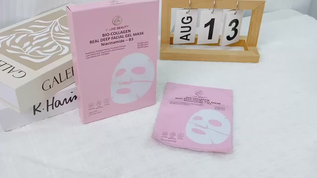 Niacinamide B3 Bio-Collagen Real Deep Facial Overnight Mask, Hydrating, Pore Minimizing, Firming 34g x5ea